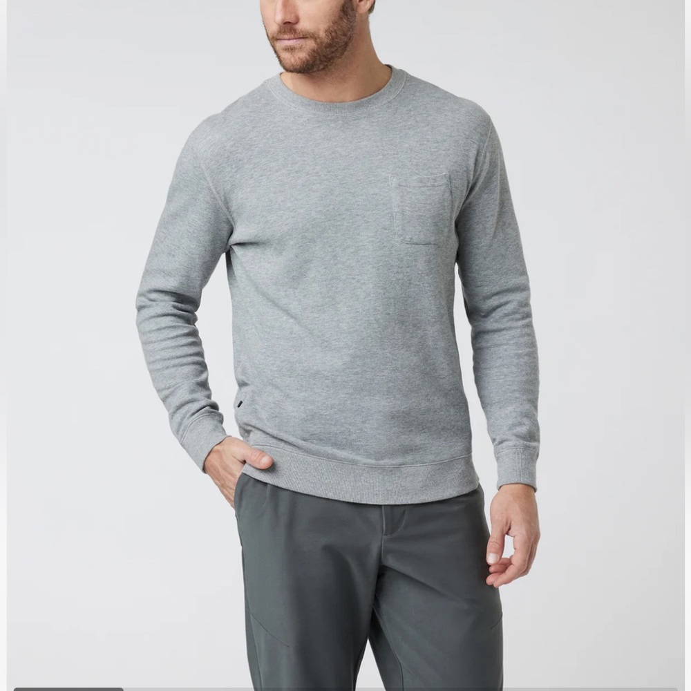 Vuori Men's Jeffries Pullover Heather Grey Sweater L NWT